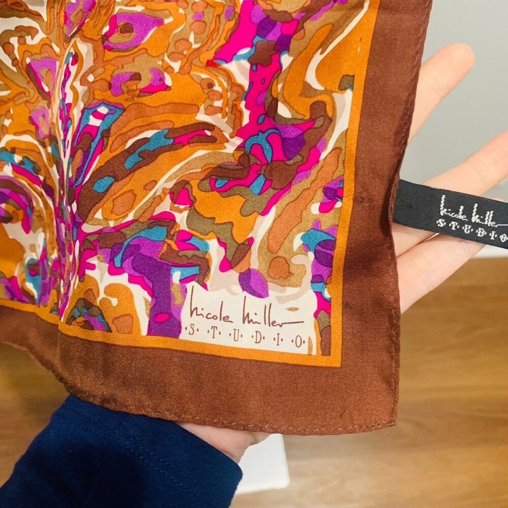 Nicole Miller Studio All Over Print 100% Silk Scarf - Picture 3 of 4